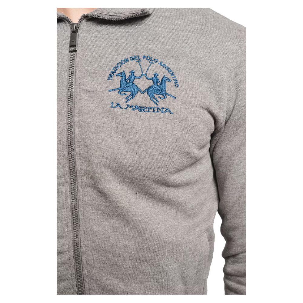 La Martina Gray Cotton Sweatshirt