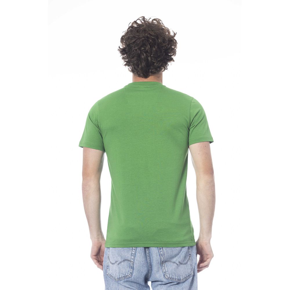 Cavalli Class Green Cotton Men T-Shirt | Regal Royce