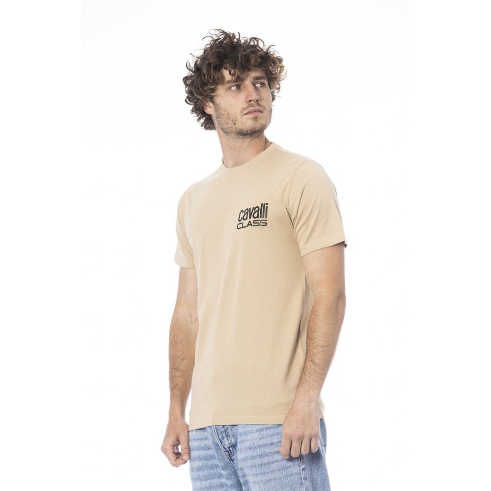 Cavalli Class Beige Cotton Men T-Shirt | Regal Royce