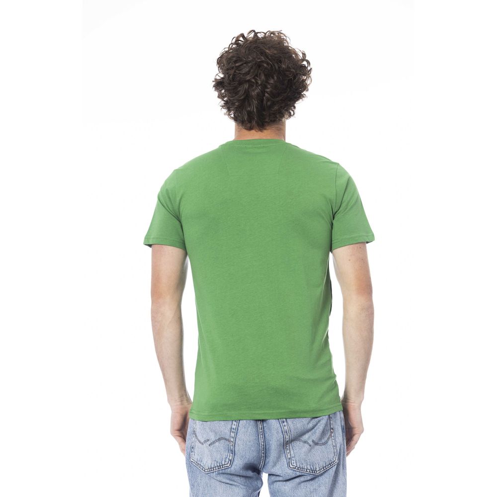 Cavalli Class Green Cotton Men T-Shirt | Regal Royce