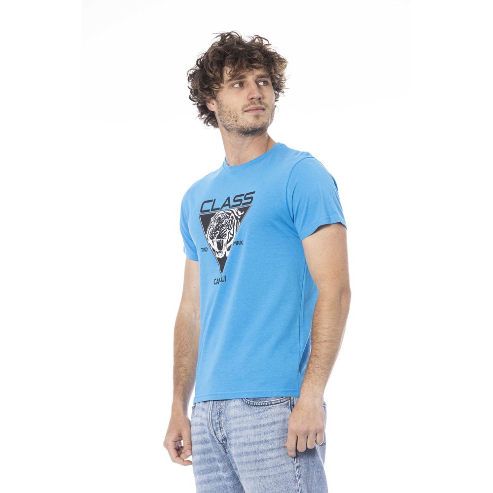 Cavalli Class Light Blue Cotton Men T-Shirt | Regal Royce