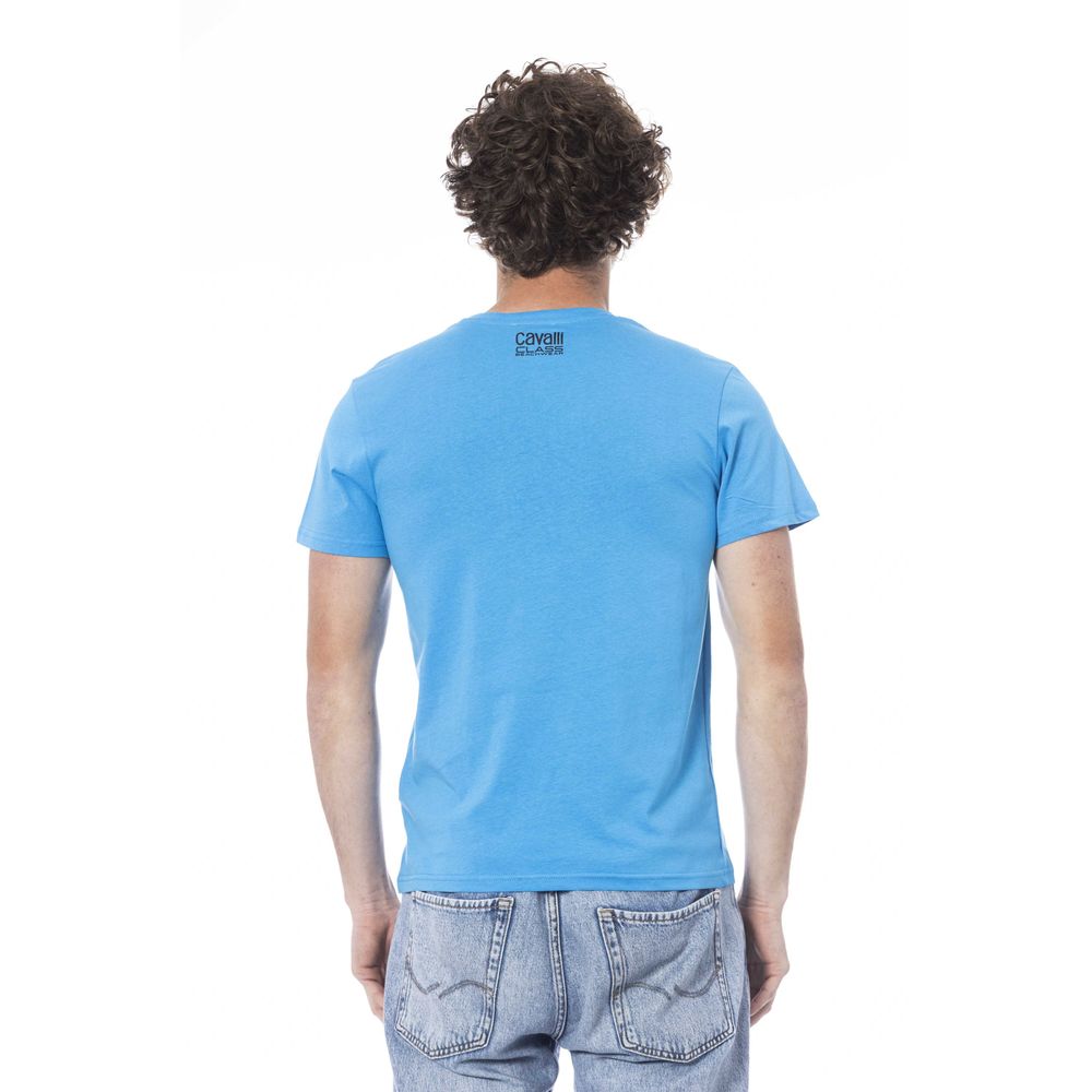 Cavalli Class Light Blue Cotton Men T-Shirt | Regal Royce