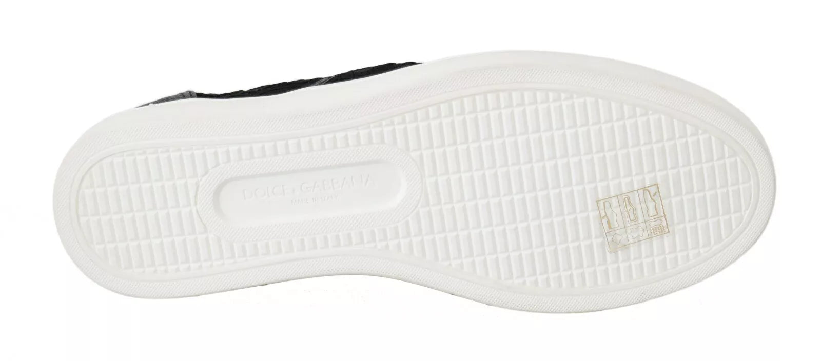 Dolce & Gabbana Black Lace Leather Logo Flat Slip-On Sneakers | Regal Royce