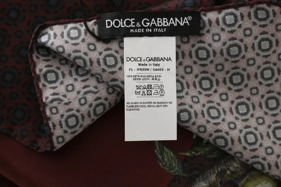 Dolce & Gabbana Bordeaux 100% Silk Floral Wrap Women Scarf | Regal Royce