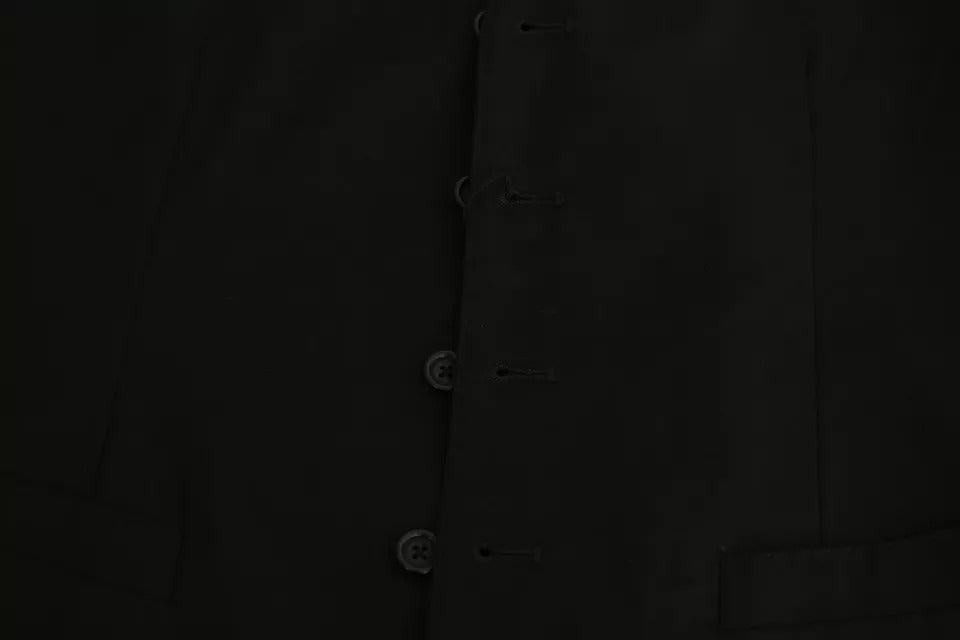 Dolce & Gabbana Black Wool Stretch Waistcoat Formal Dress Vest | Regal Royce