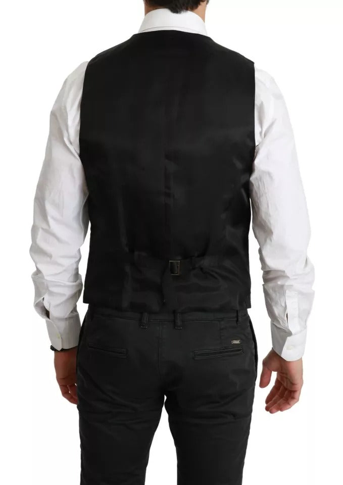 Dolce & Gabbana Black Wool Stretch Waistcoat Formal Dress Vest | Regal Royce