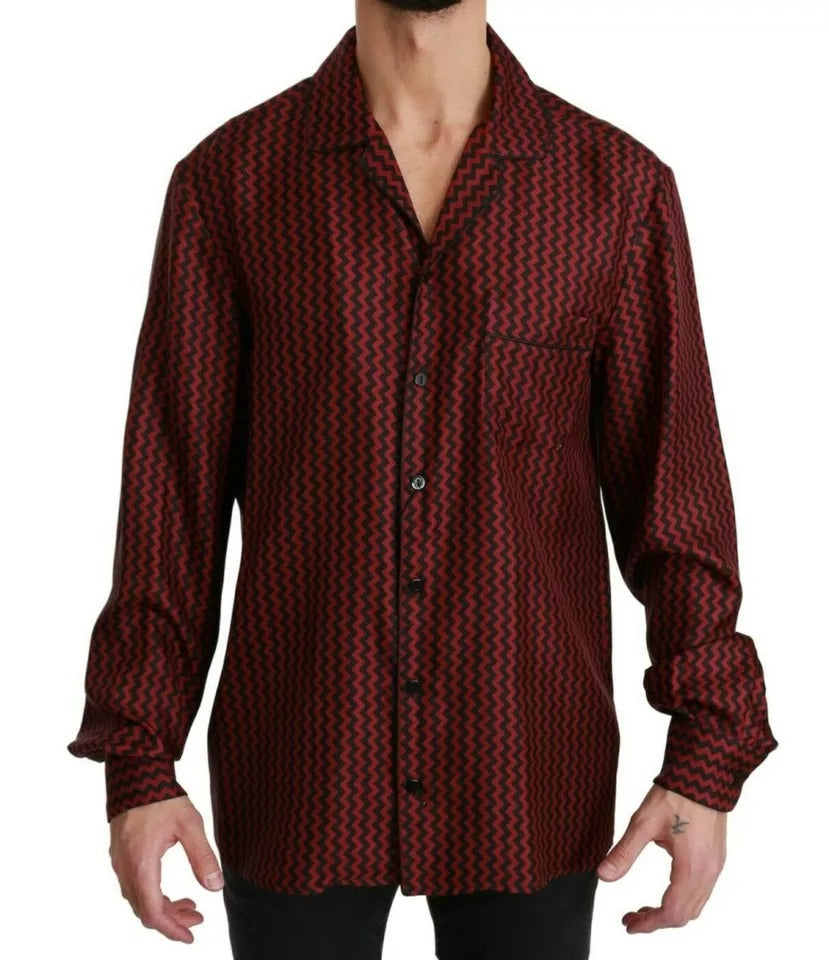 Dolce & Gabbana Black Red Zigzag Pattern Casual Shirt | Regal Royce