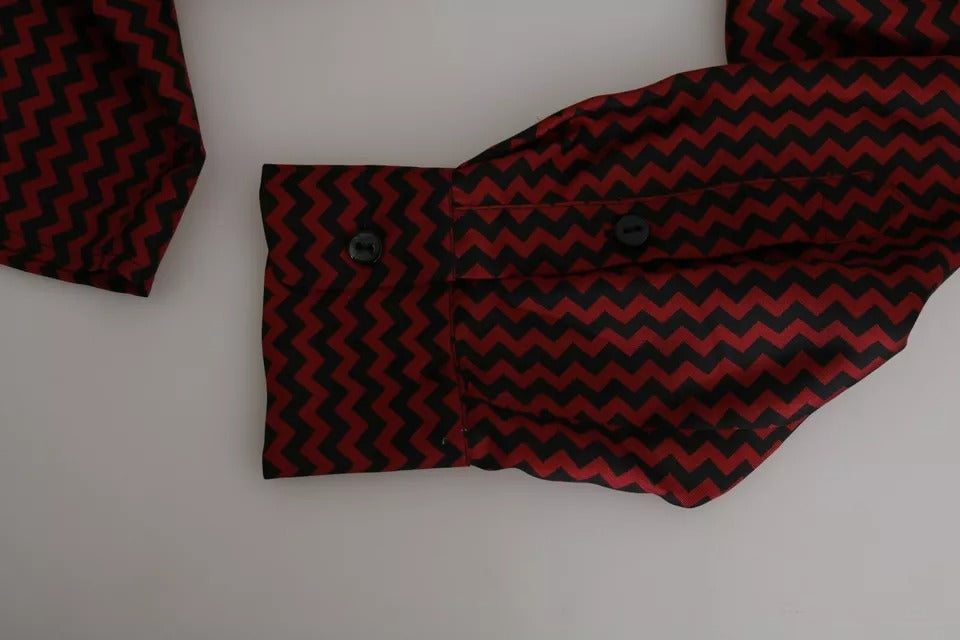 Dolce & Gabbana Black Red Zigzag Pattern Casual Shirt | Regal Royce