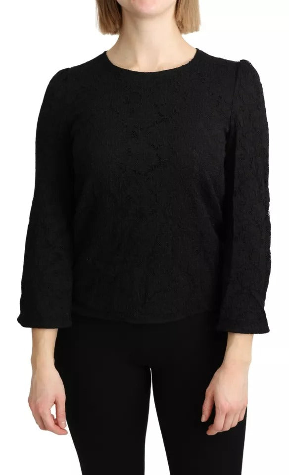 Dolce & Gabbana Black Lace Long Sleeves Blouse STAFF Top | Regal Royce