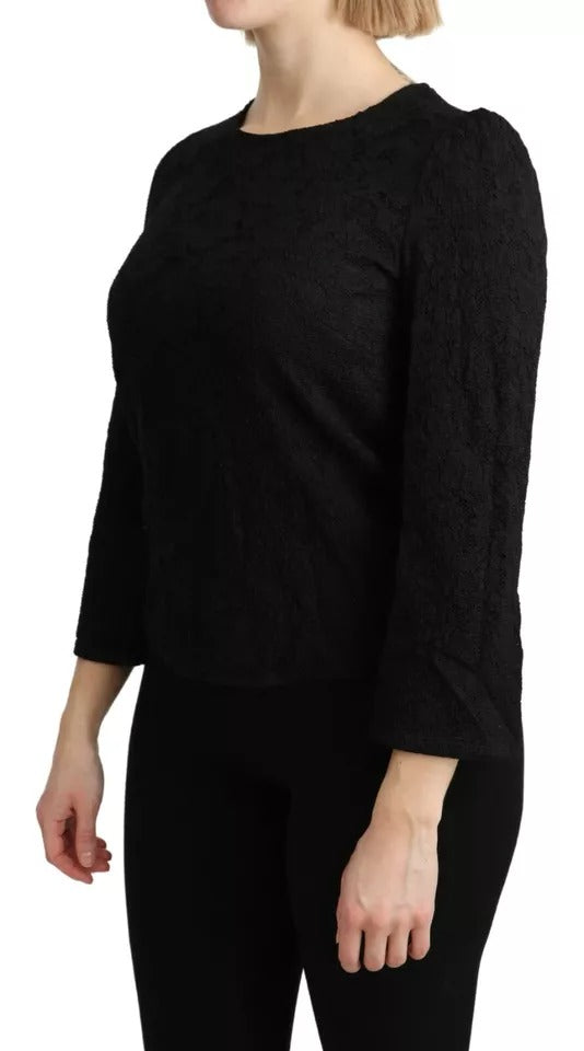 Dolce & Gabbana Black Lace Long Sleeves Blouse STAFF Top | Regal Royce