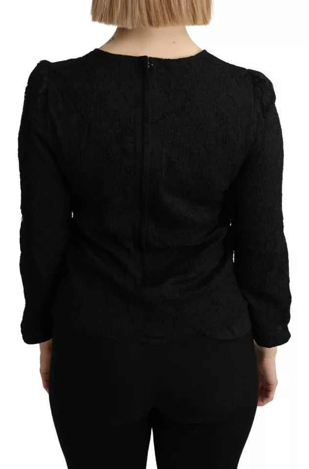 Dolce & Gabbana Black Lace Long Sleeves Blouse STAFF Top | Regal Royce
