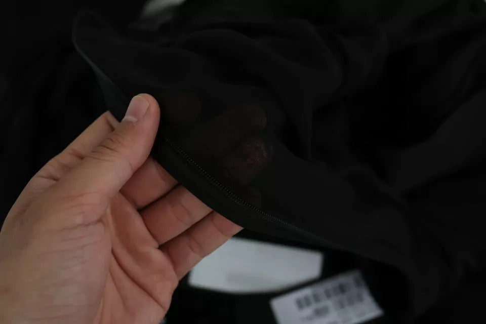 Dolce & Gabbana Black Mesh Pleated Mini Silk Blend Dress | Regal Royce