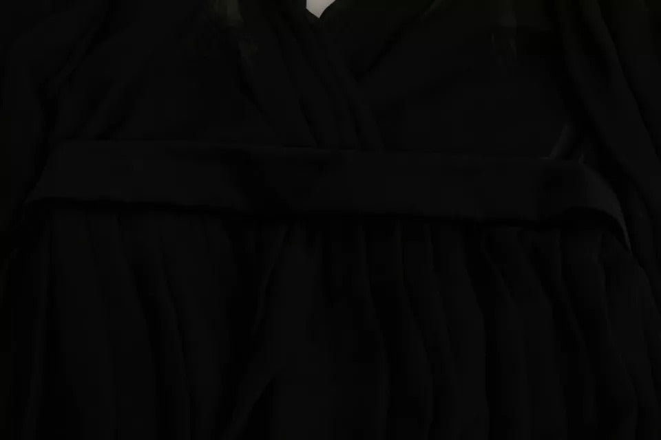 Dolce & Gabbana Black Mesh Pleated Mini Silk Blend Dress | Regal Royce