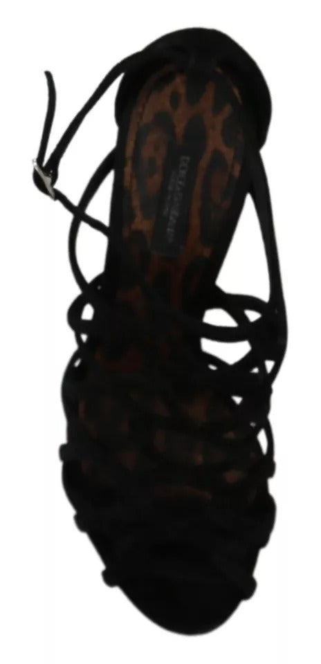 Dolce & Gabbana Black Suede Ankle Strap Stiletto Shoes | Regal Royce