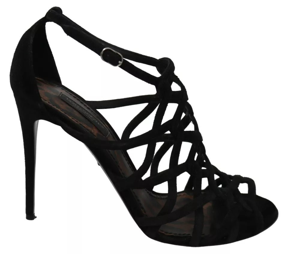 Dolce & Gabbana Black Suede Ankle Strap Stiletto Shoes | Regal Royce