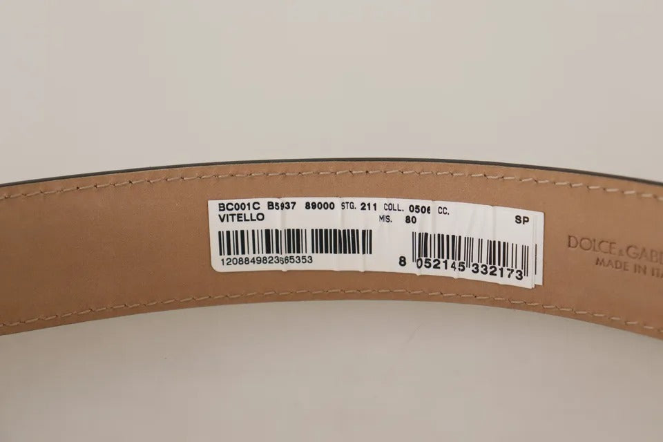 Dolce & Gabbana Black Leather Gold Metal Logo Engraved Buckle Belt | Regal Royce