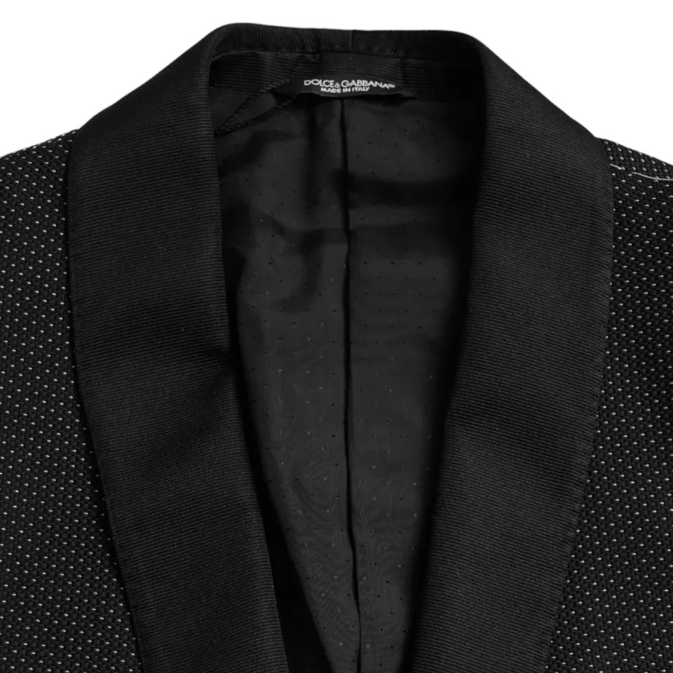 Dolce & Gabbana Black Jacquard MARTINI Single Breasted Coat Blazer | Regal Royce