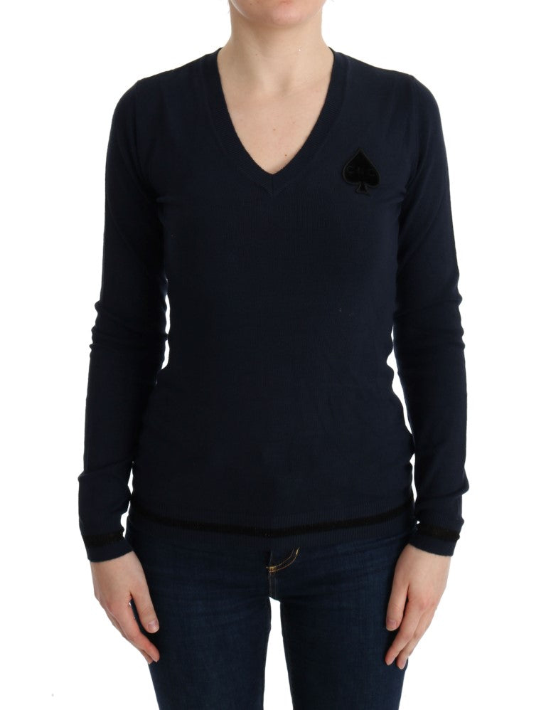 Costume National Blue V-neck Viscose Sweater | Regal Royce