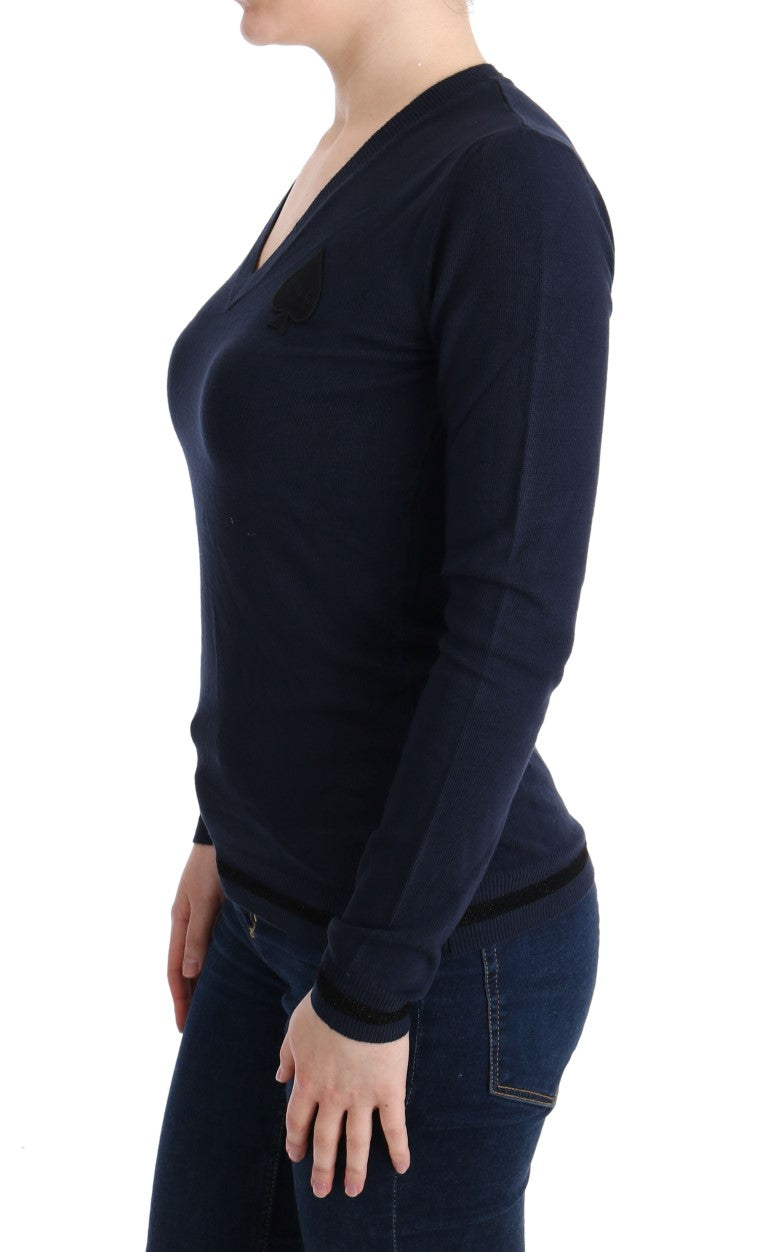 Costume National Blue V-neck Viscose Sweater | Regal Royce