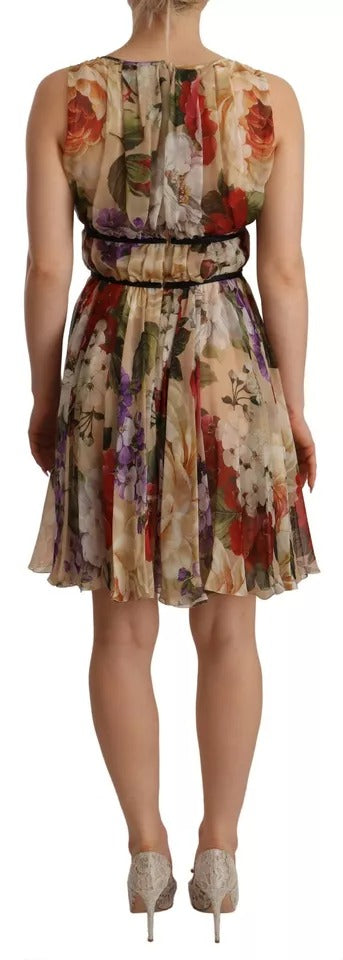 Dolce & Gabbana Beige Floral Sleeveless Round Neck Mini Dress | Regal Royce