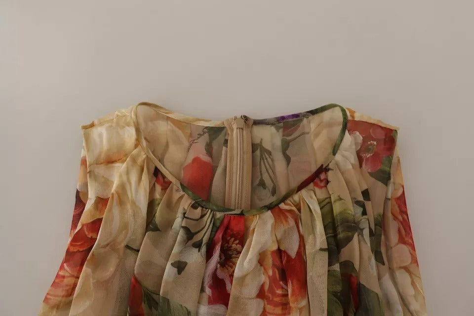 Dolce & Gabbana Beige Floral Sleeveless Round Neck Mini Dress | Regal Royce