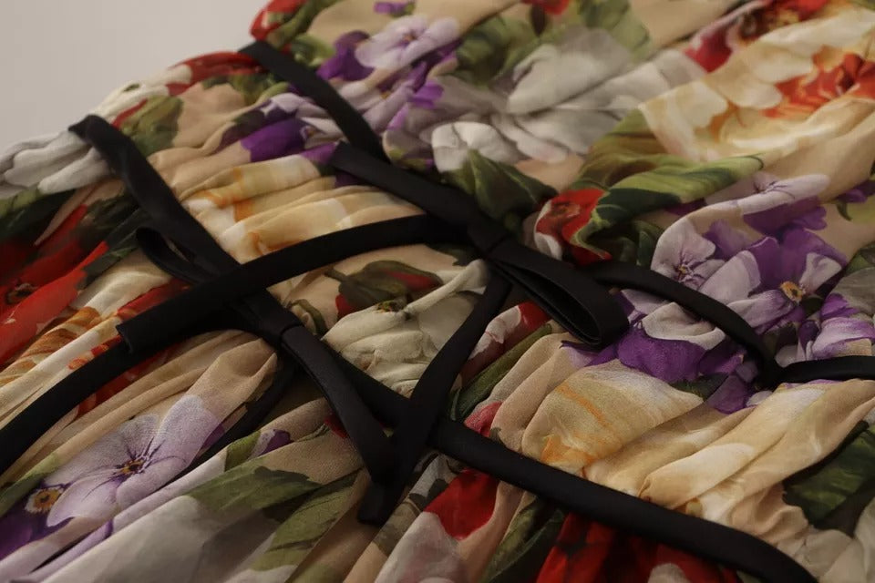 Dolce & Gabbana Beige Floral Sleeveless Round Neck Mini Dress | Regal Royce