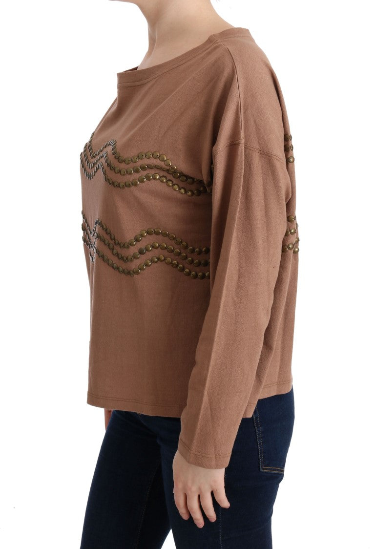 John Galliano Brown Cotton Studded Sweater | Regal Royce