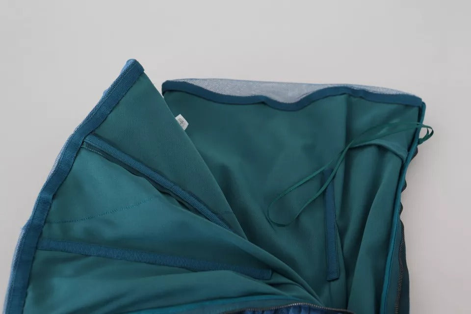 Dolce & Gabbana Blue Mesh Trim Ruched Tulle Sheath Dress | Regal Royce