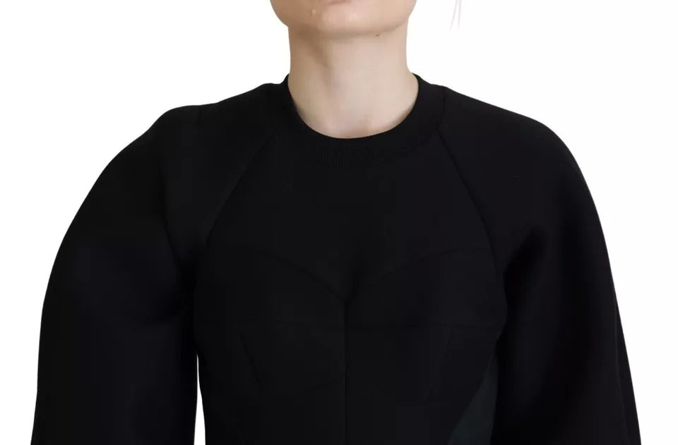 Dolce & Gabbana Cotton Black Long Sleeves A-line Mini Dress | Regal Royce