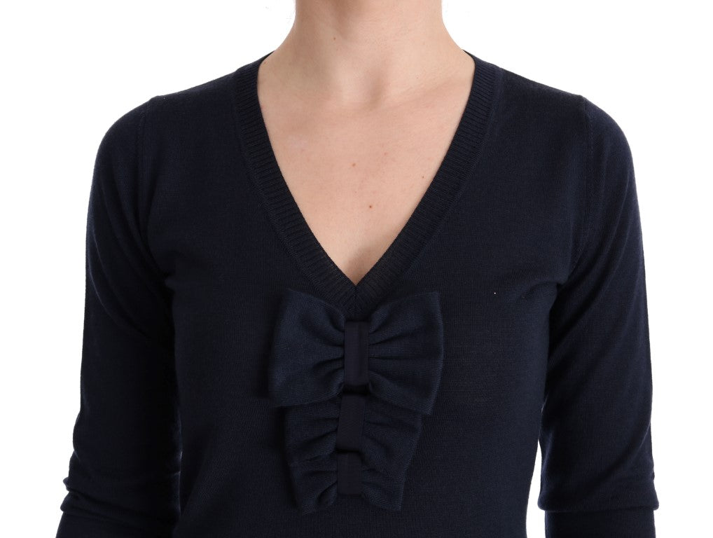 MARGHI LO' Blue Wool Long Sleeve Shift Dress | Regal Royce