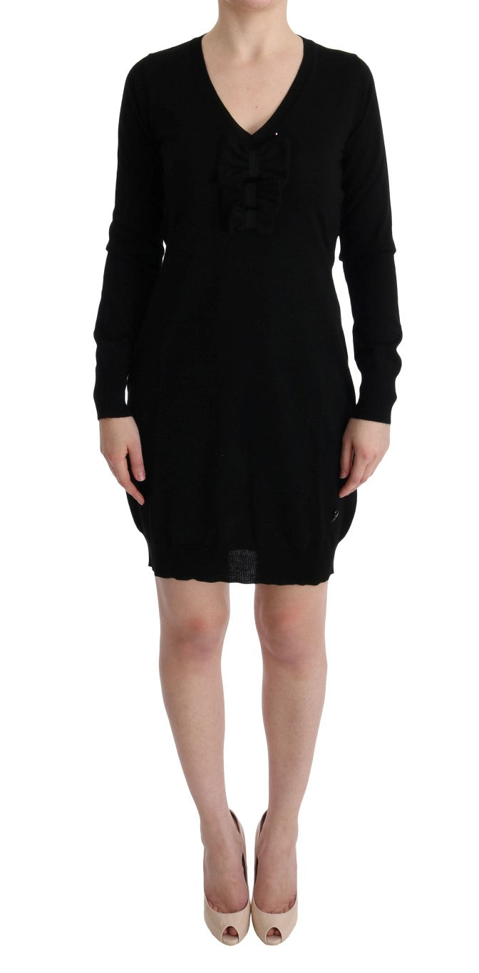 MARGHI LO' Black Wool Long Sleeve Shift Dress | Regal Royce