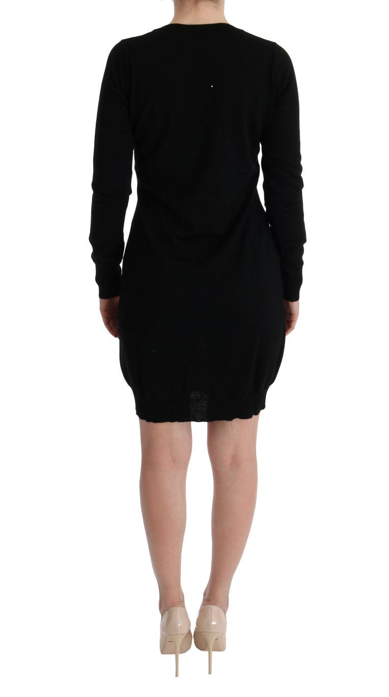 MARGHI LO' Black Wool Long Sleeve Shift Dress | Regal Royce