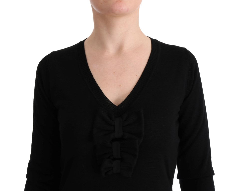MARGHI LO' Black Wool Long Sleeve Shift Dress | Regal Royce