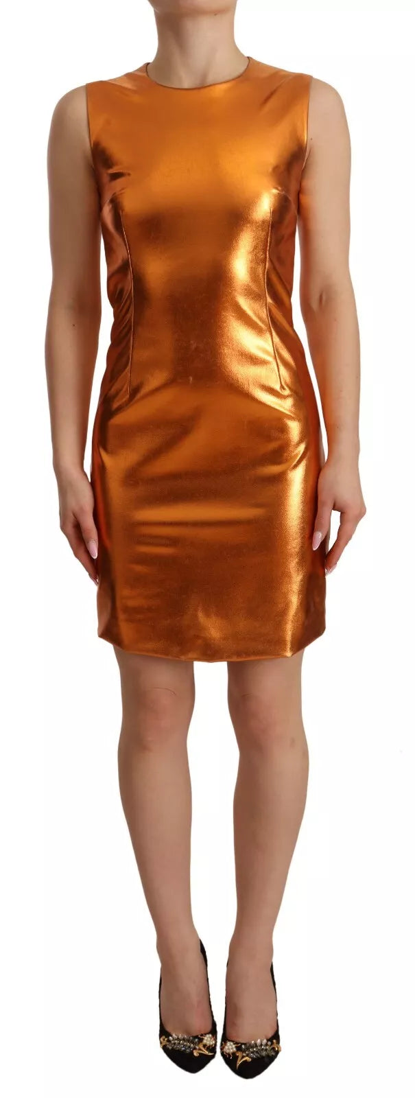 Dolce & Gabbana Metallic Orange Sleeveless Sheath Dress | Regal Royce