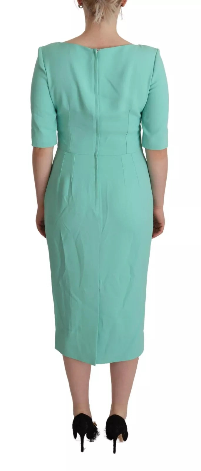 Dolce & Gabbana Mint Green Sheath Square Neckline Midi Dress | Regal Royce