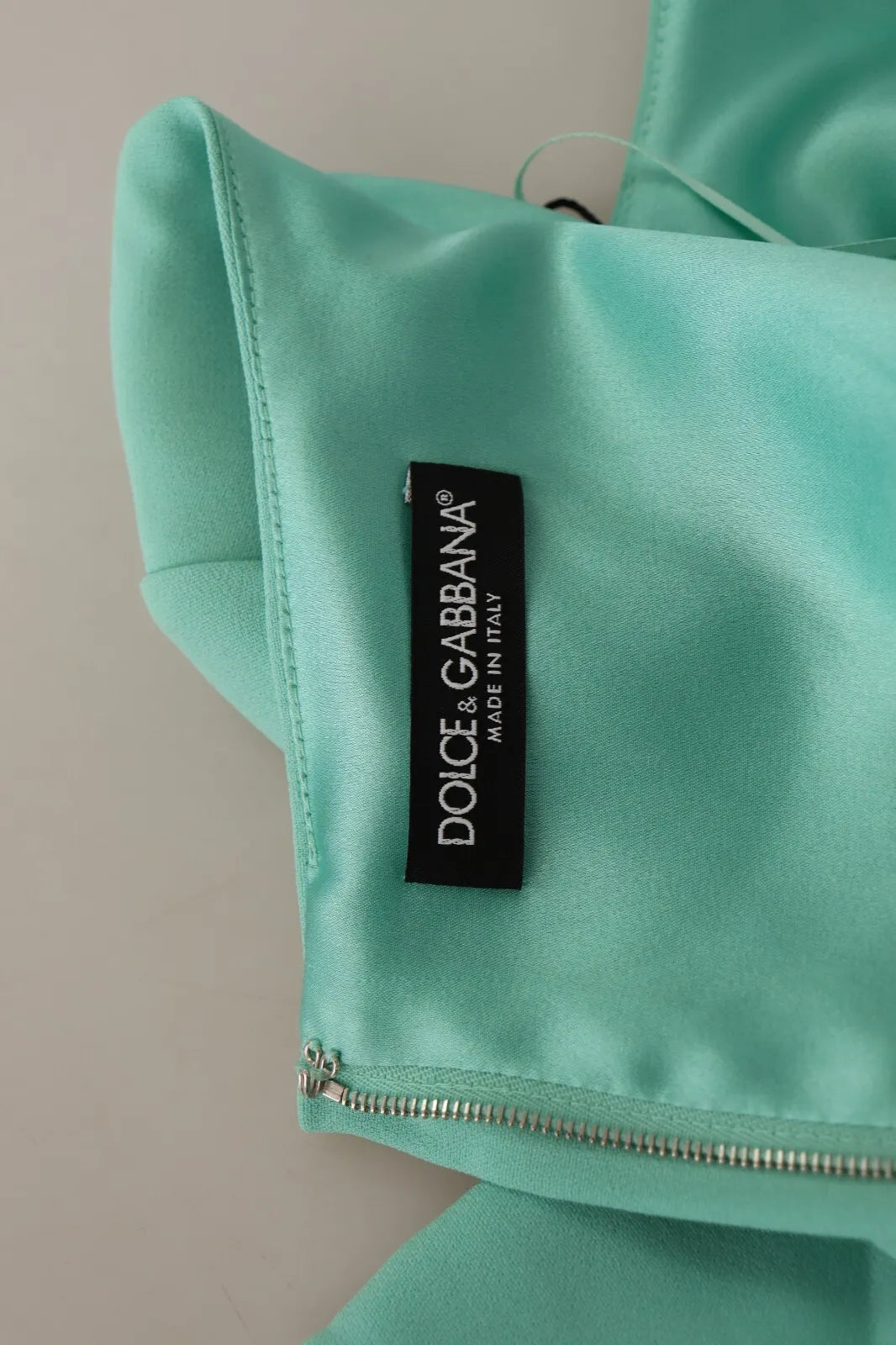 Dolce & Gabbana Mint Green Sheath Square Neckline Midi Dress | Regal Royce