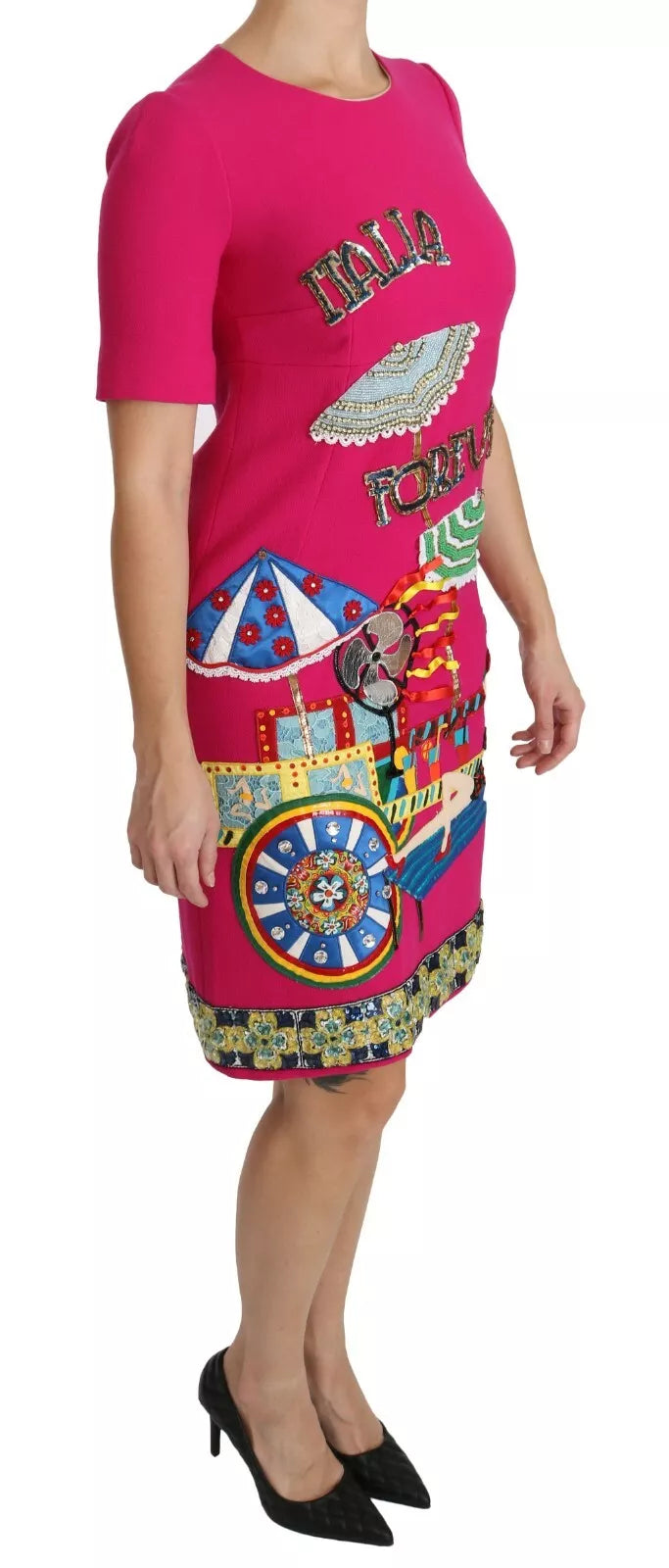 Dolce & Gabbana Pink Italia Forever Crystal Sheath Dress | Regal Royce