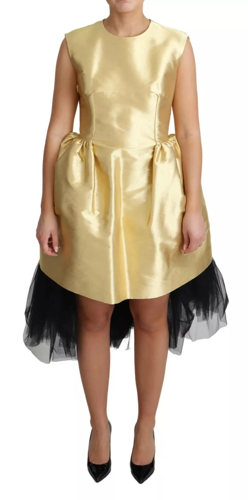 Dolce & Gabbana Gold Polyester Sleeveless A-line Tulle Dress | Regal Royce