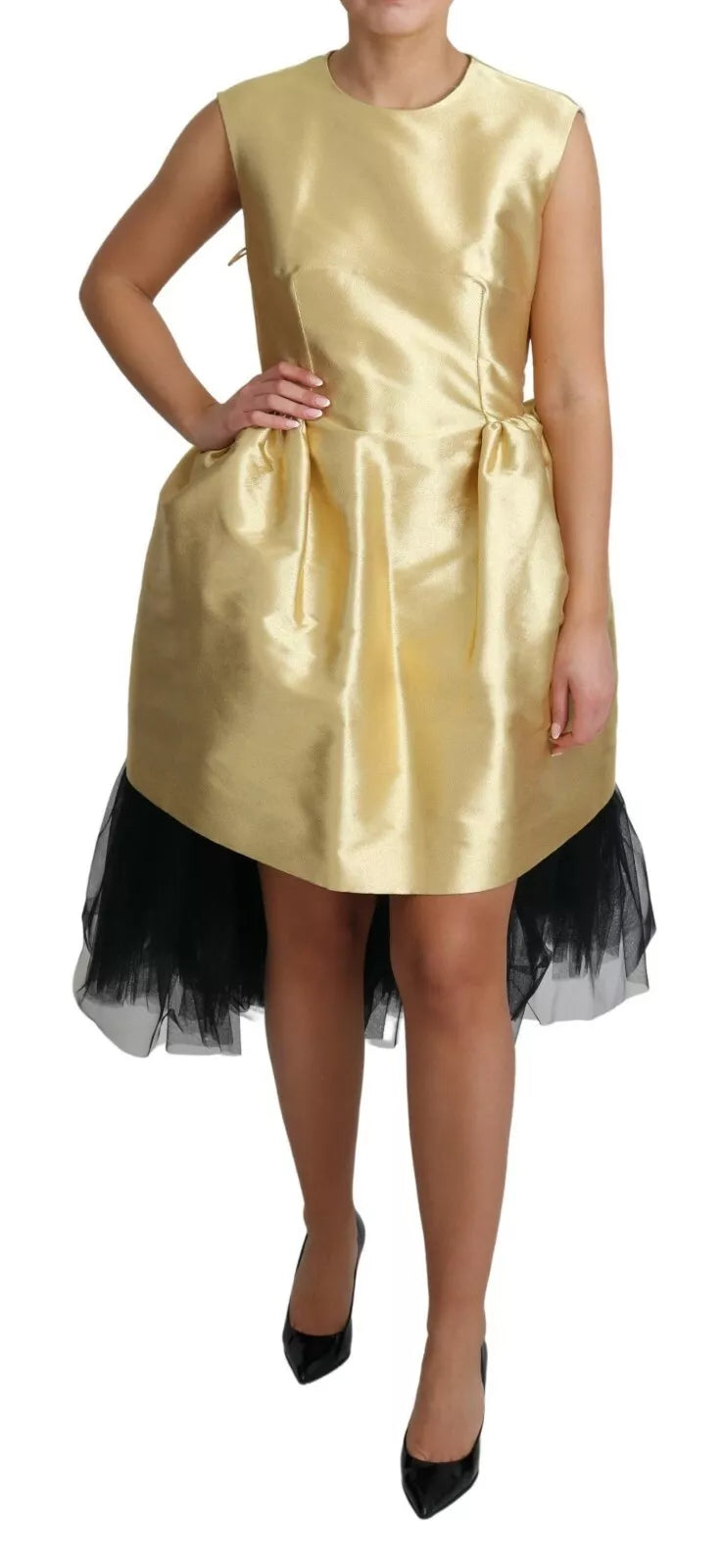 Dolce & Gabbana Polyester Gold Sleeveless A-line Tulle Dress | Regal Royce