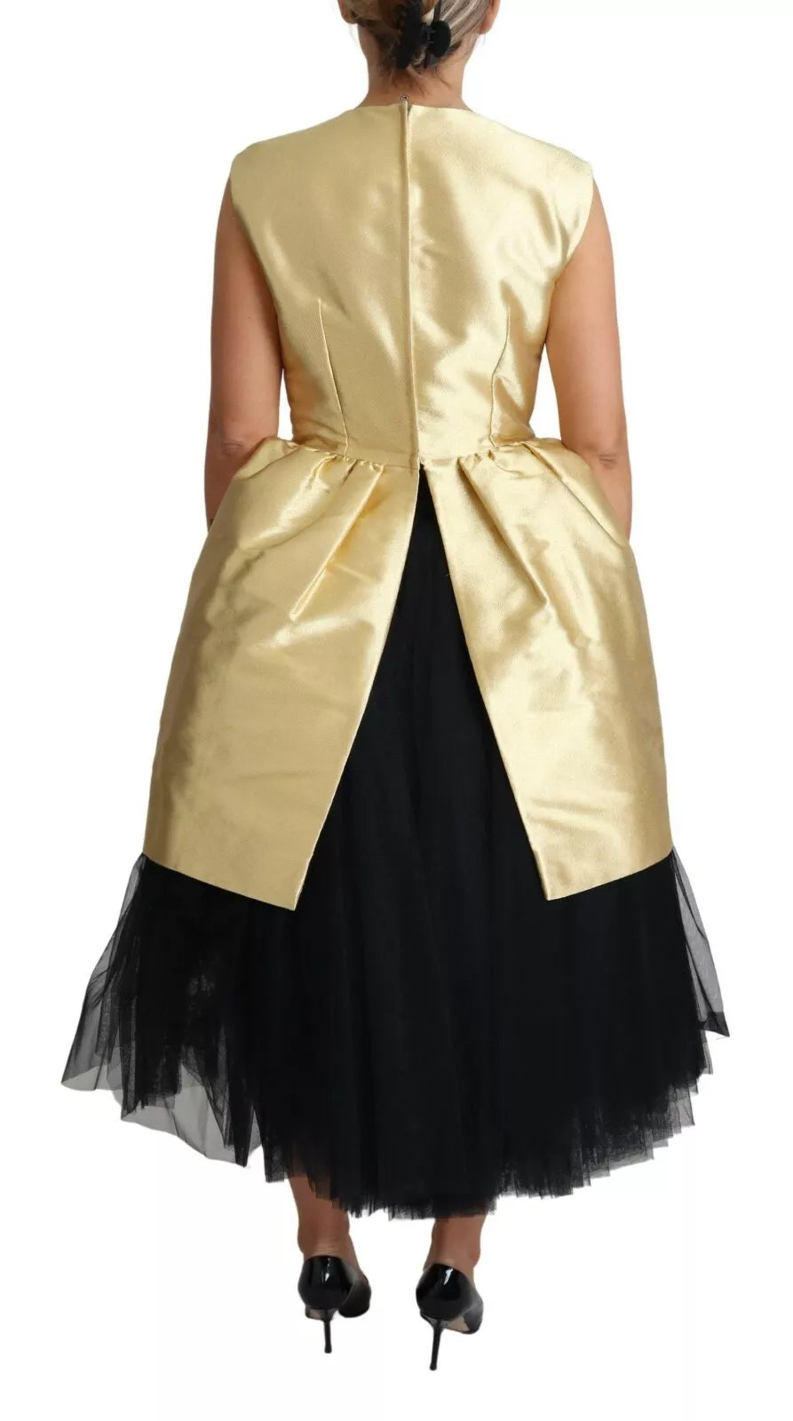 Dolce & Gabbana Polyester Gold Sleeveless A-line Tulle Dress | Regal Royce