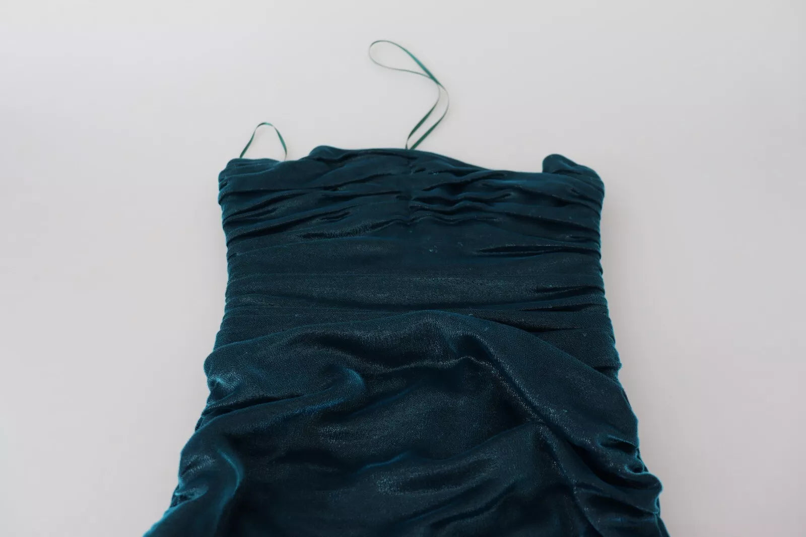 Dolce & Gabbana Silk Blend Blue Satin Fitted Strapless Dress | Regal Royce