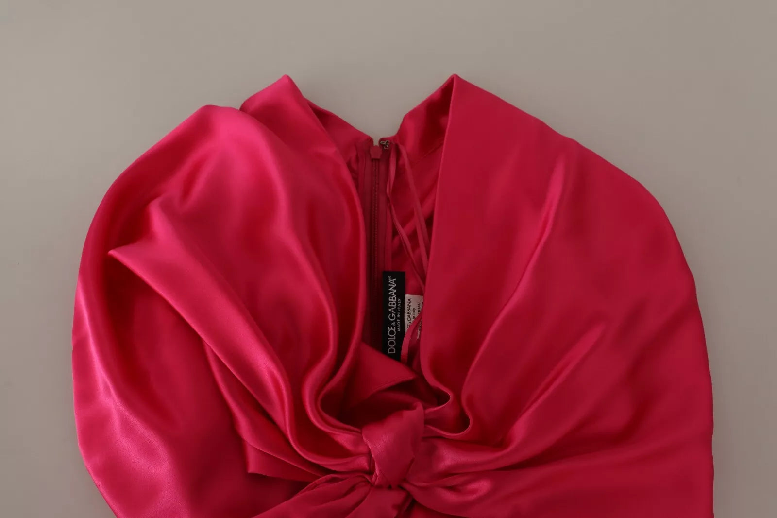 Dolce & Gabbana Silk Pink Fitted Cut One Shoulder Midi Dress | Regal Royce
