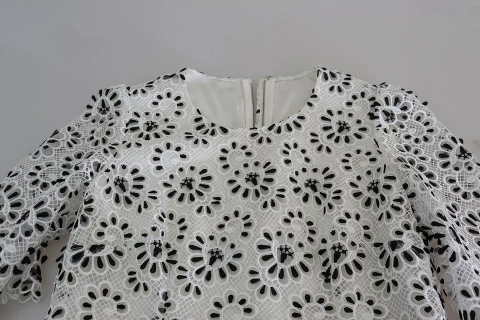 Dolce & Gabbana White Cutout Design Polyester A-line Midi Dress | Regal Royce