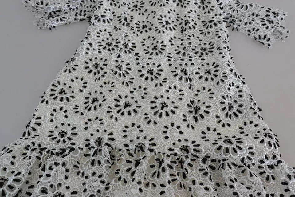 Dolce & Gabbana White Cutout Design Polyester A-line Midi Dress | Regal Royce