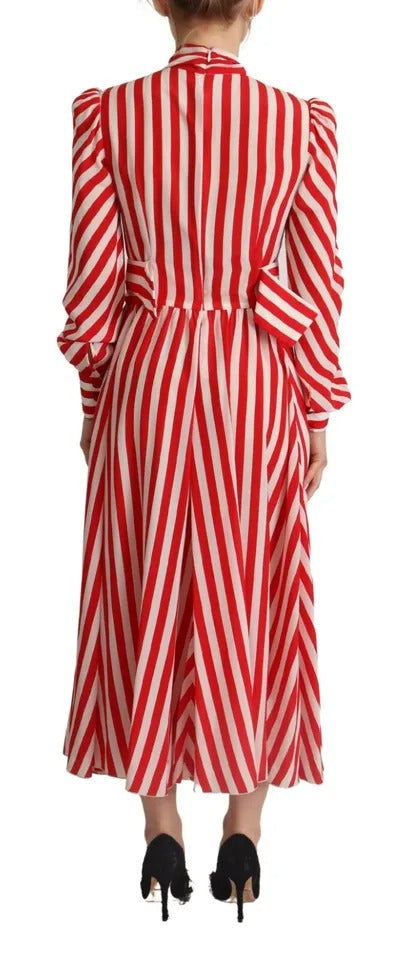 Dolce & Gabbana White Red Silk A-Line Shift Gown Maxi Dress | Regal Royce