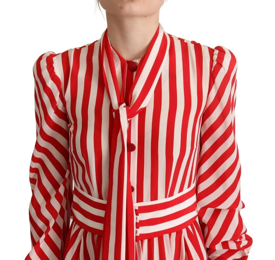 Dolce & Gabbana White Red Silk A-Line Shift Gown Maxi Dress | Regal Royce