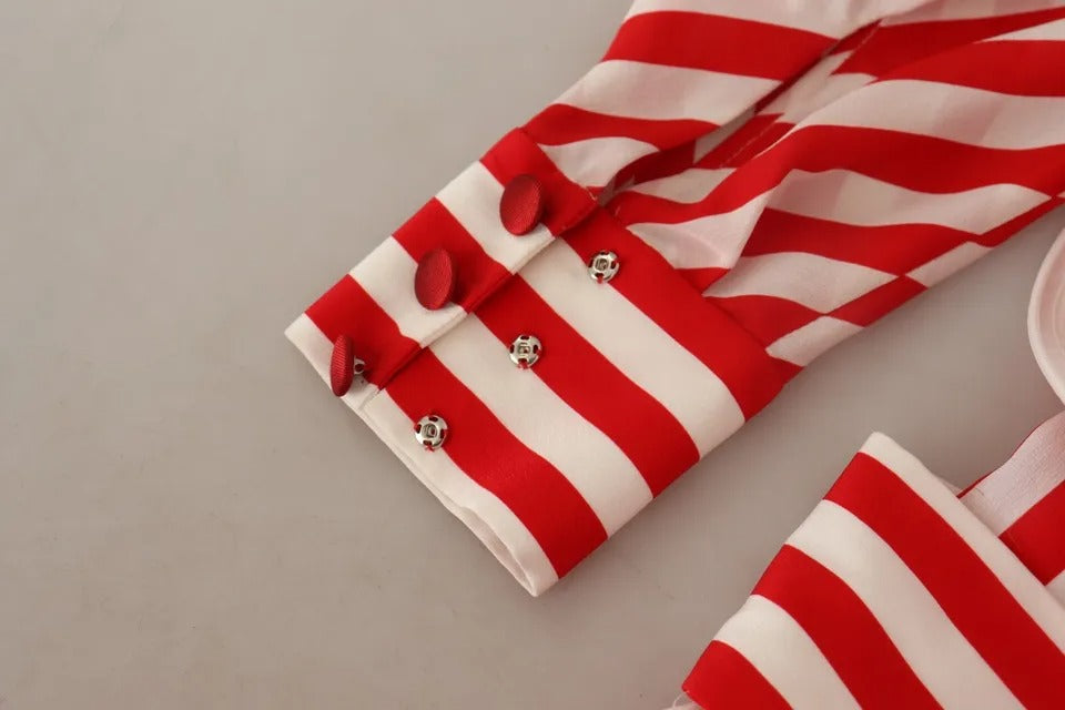 Dolce & Gabbana White Red Silk A-Line Shift Gown Maxi Dress | Regal Royce