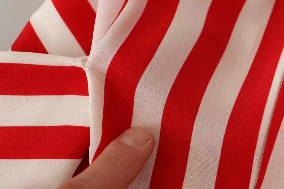 Dolce & Gabbana White Red Silk A-Line Shift Gown Maxi Dress | Regal Royce