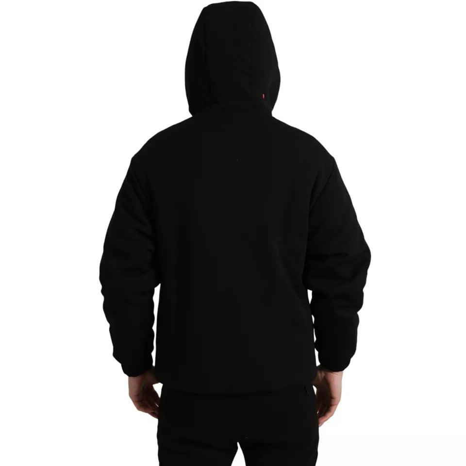 Dolce & Gabbana Black Cotton Hooded Logo Bomber Jacket | Regal Royce