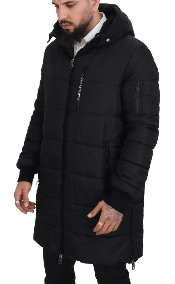 Dolce & Gabbana Black Nylon Hooded Parka Coat Winter Jacket | Regal Royce